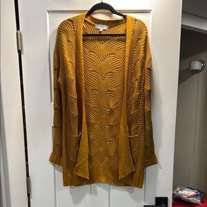 Pink Rose Mustard Yellow Cable Knit Cardigan